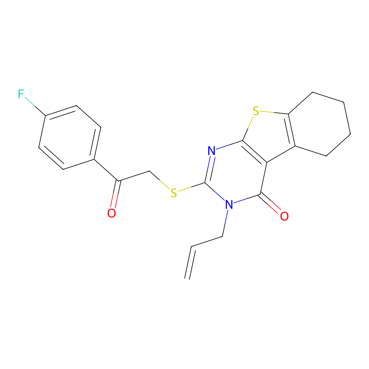 5-{[2-(4-Fluorophenyl)-2-oxoethyl]sulfanyl}-4-(prop-2-en-1-yl)-8-thia-4,6-diazatricyclo[7.4.0.0^{2,7}]trideca-1(9),2(7),5-trien-3-one molecular structure, CAS 431918-00-2