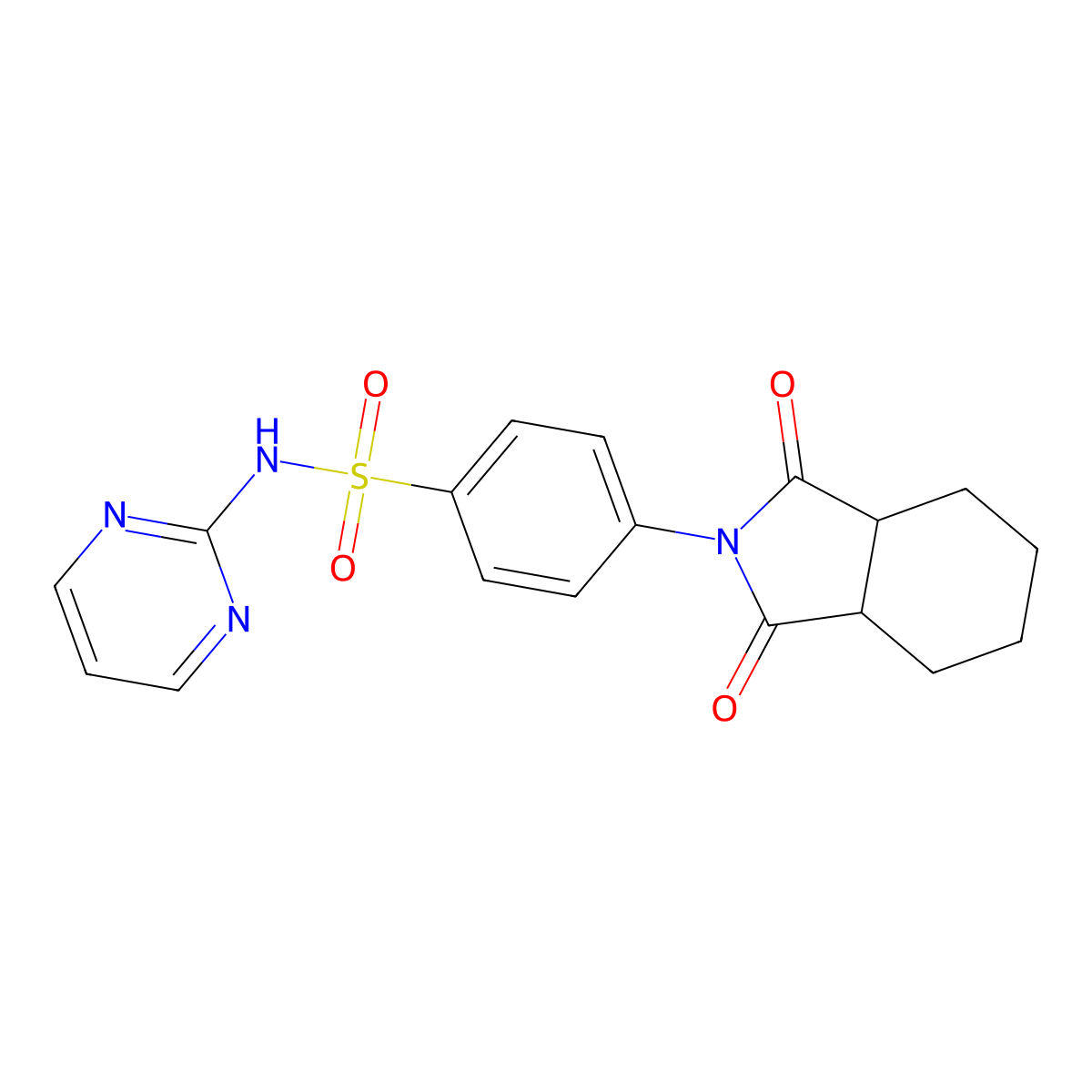 4-(1,3-dioxo-3a,4,5,6,7,7a-hexahydroisoindol-2-yl)-N-pyrimidin-2-ylbenzenesulfonamide molecular structure, CAS 431918-18-2