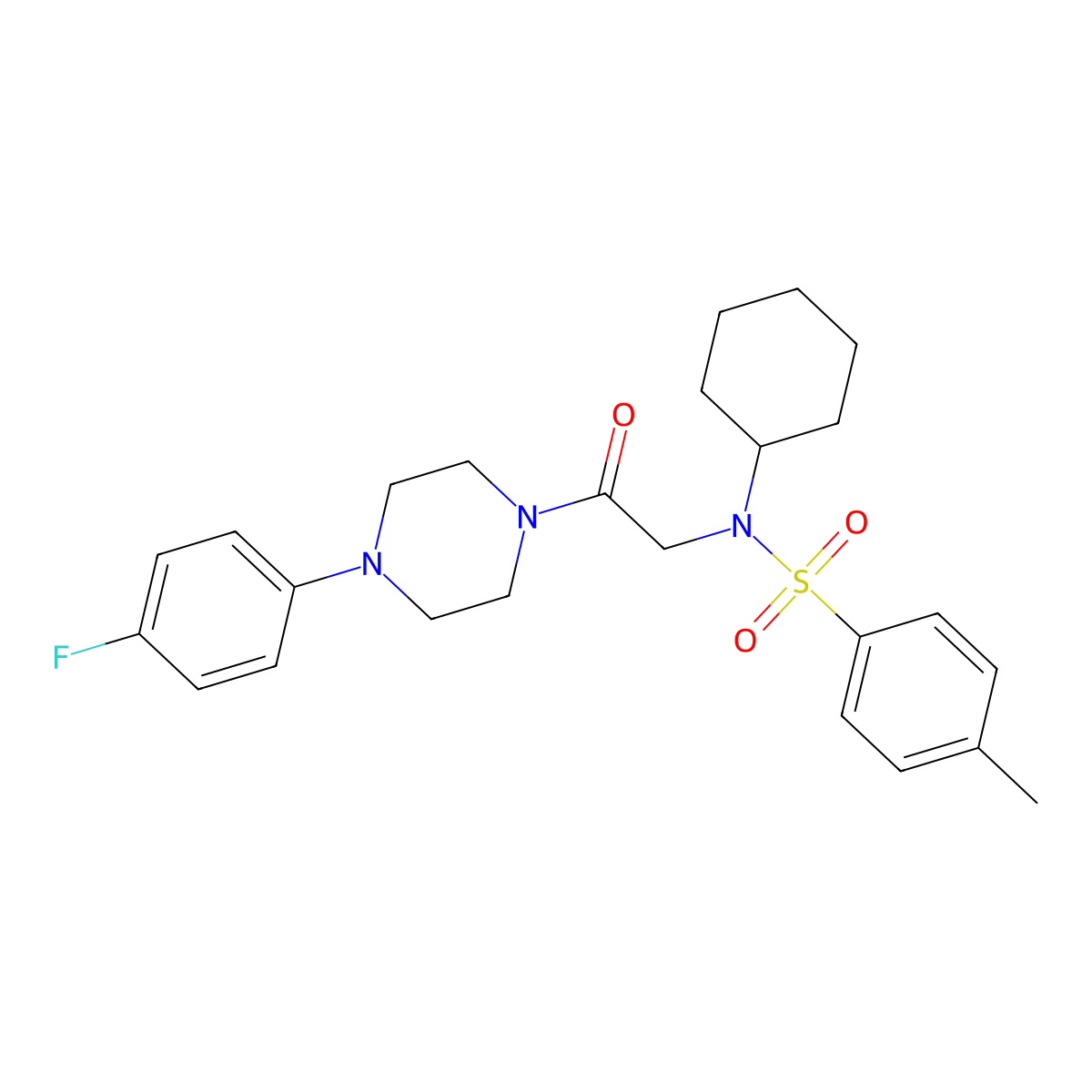 N-cyclohexyl-N-[2-[4-(4-fluorophenyl)piperazin-1-yl]-2-oxoethyl]-4-methylbenzenesulfonamide molecular structure, CAS 431918-58-0