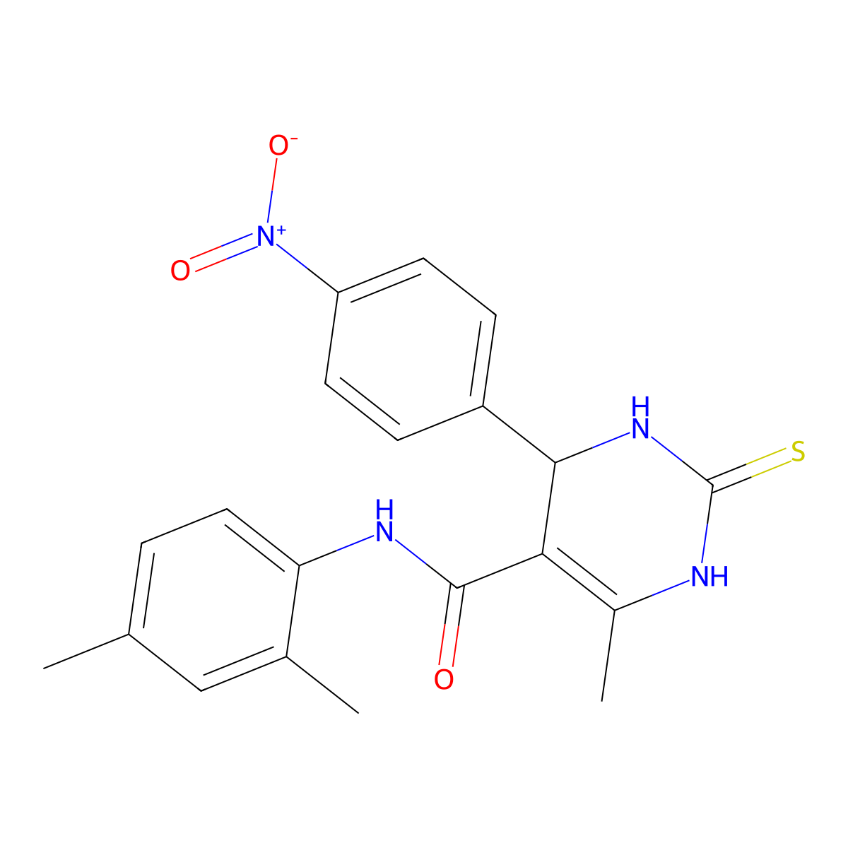 N-(2,4-dimethylphenyl)-6-methyl-4-(4-nitrophenyl)-2-sulfanylidene-3,4-dihydro-1H-pyrimidine-5-carboxamide molecular structure, CAS 431918-89-7