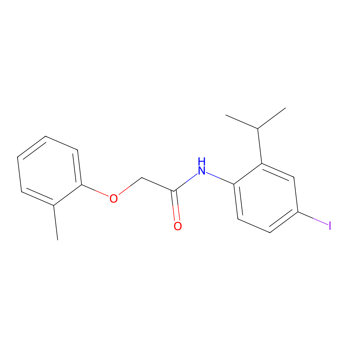 N-(4-iodo-2-propan-2-ylphenyl)-2-(2-methylphenoxy)acetamide molecular structure, CAS 431918-92-2