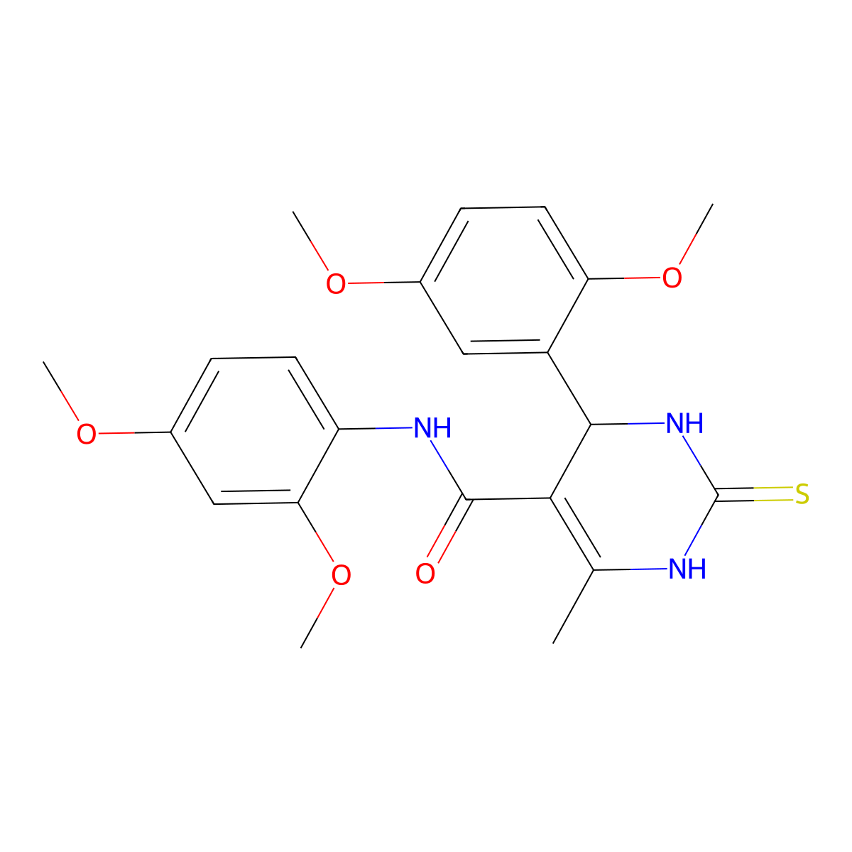 N-(2,4-dimethoxyphenyl)-4-(2,5-dimethoxyphenyl)-6-methyl-2-thioxo-1,2,3,4-tetrahydropyrimidine-5-carboxamide molecular structure, CAS 431918-99-9