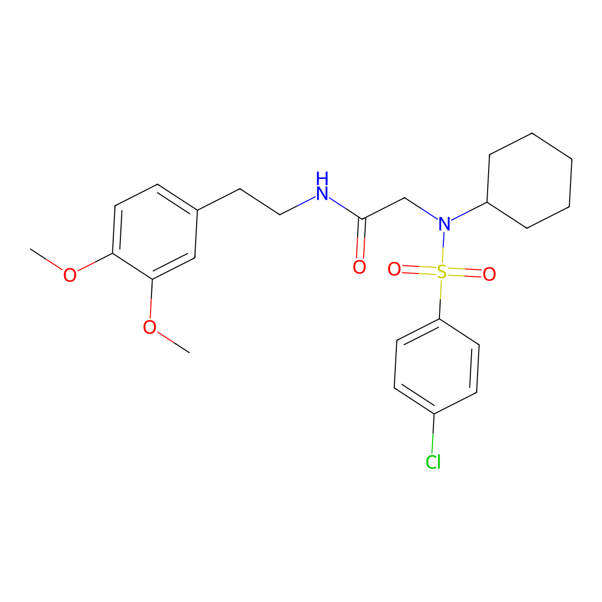 2-[(4-chlorophenyl)sulfonyl-cyclohexylamino]-N-[2-(3,4-dimethoxyphenyl)ethyl]acetamide molecular structure, CAS 431919-10-7