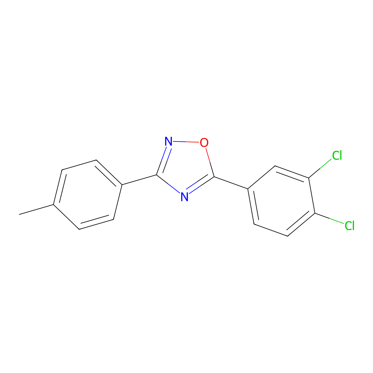 5-(3,4-Dichlorophenyl)-3-(4-methylphenyl)-1,2,4-oxadiazole molecular structure, CAS 431919-67-4