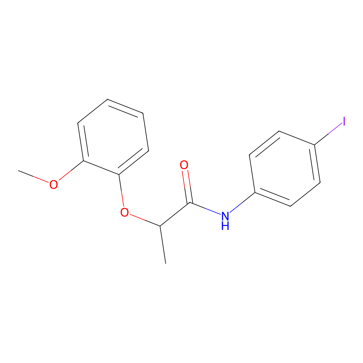 N-(4-iodophenyl)-2-(2-methoxyphenoxy)propanamide molecular structure, CAS 431919-76-5