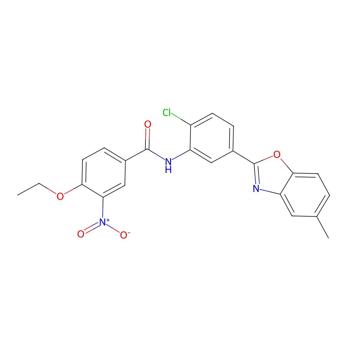 N-[2-chloro-5-(5-methyl-1,3-benzoxazol-2-yl)phenyl]-4-ethoxy-3-nitrobenzamide molecular structure, CAS 431919-77-6