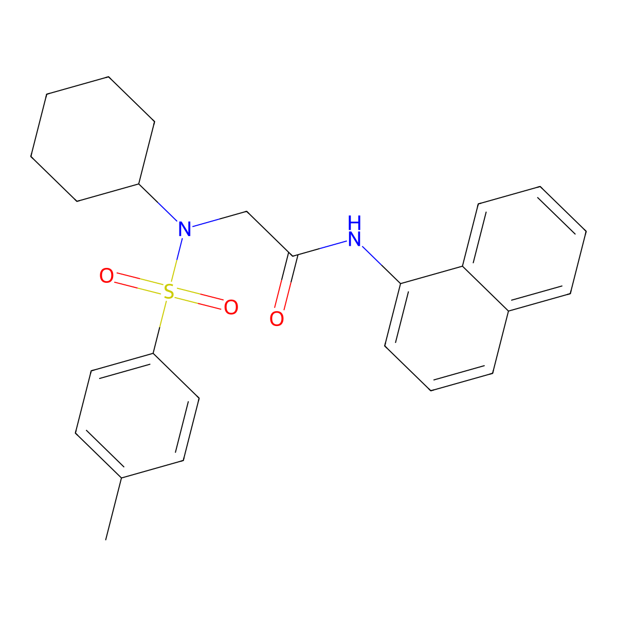 2-[cyclohexyl-(4-methylphenyl)sulfonylamino]-N-naphthalen-1-ylacetamide molecular structure, CAS 431920-18-2
