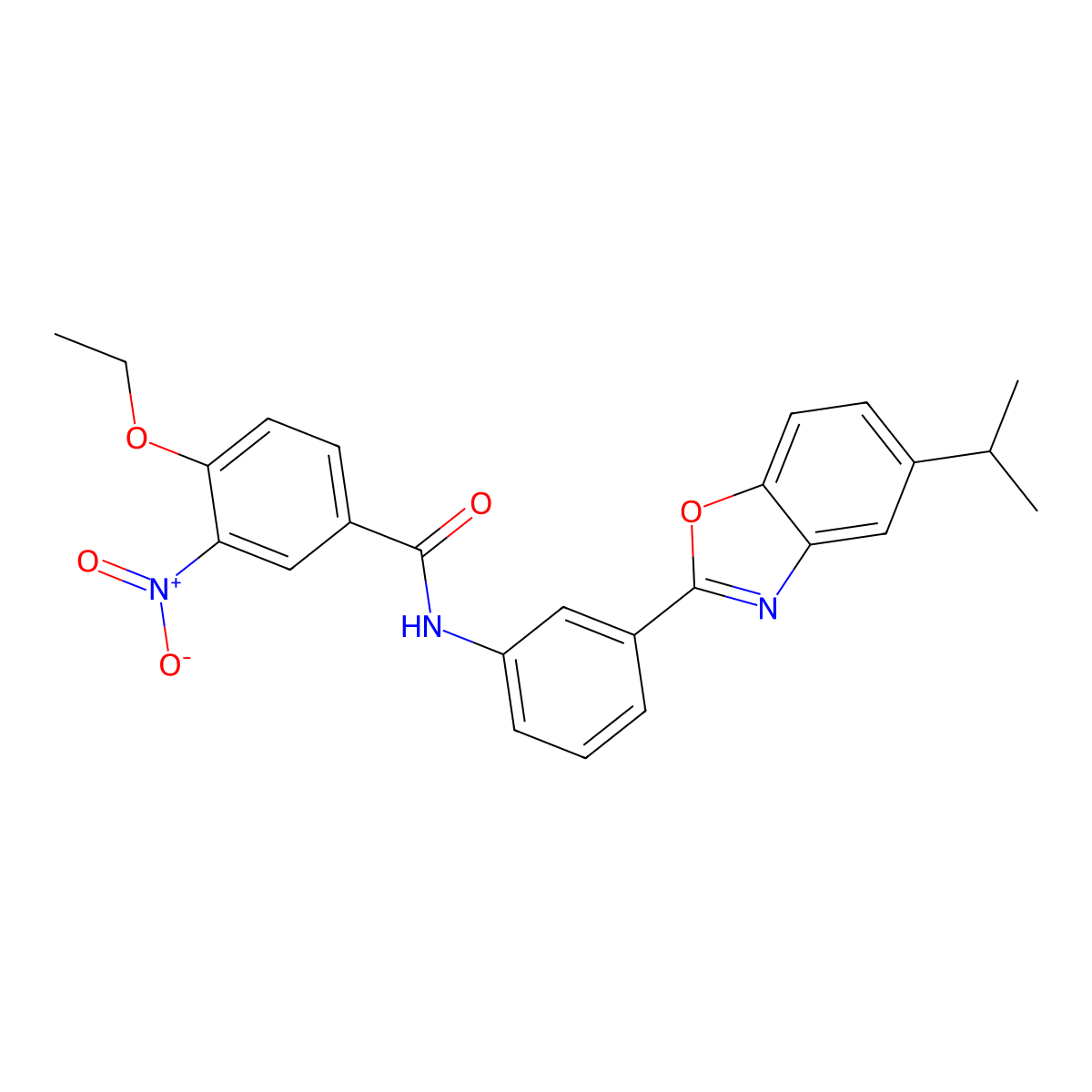 4-ethoxy-3-nitro-N-{3-[5-(propan-2-yl)-1,3-benzoxazol-2-yl]phenyl}benzamide molecular structure, CAS 431920-28-4