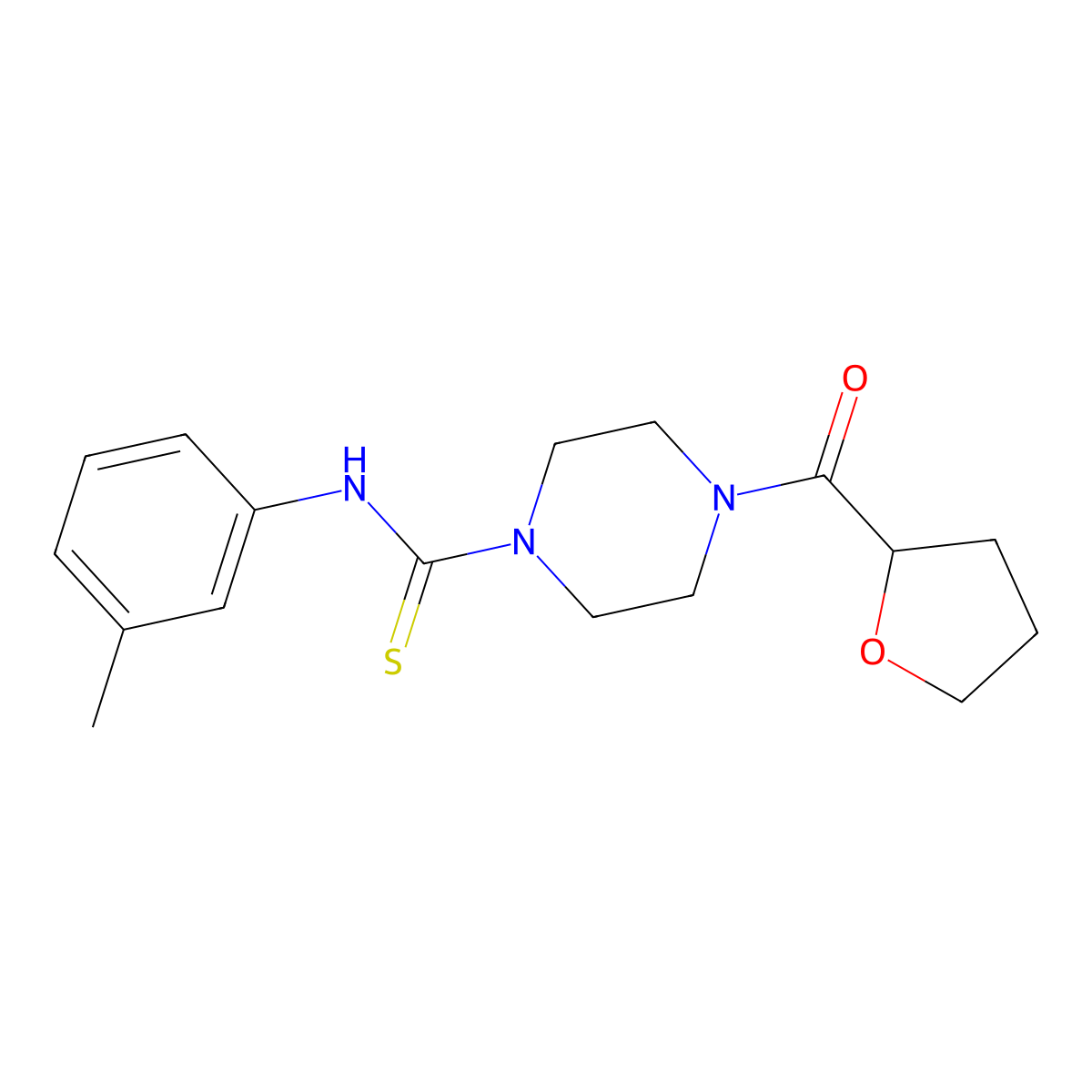 N-(3-methylphenyl)-4-(oxolane-2-carbonyl)piperazine-1-carbothioamide molecular structure, CAS 431920-33-1
