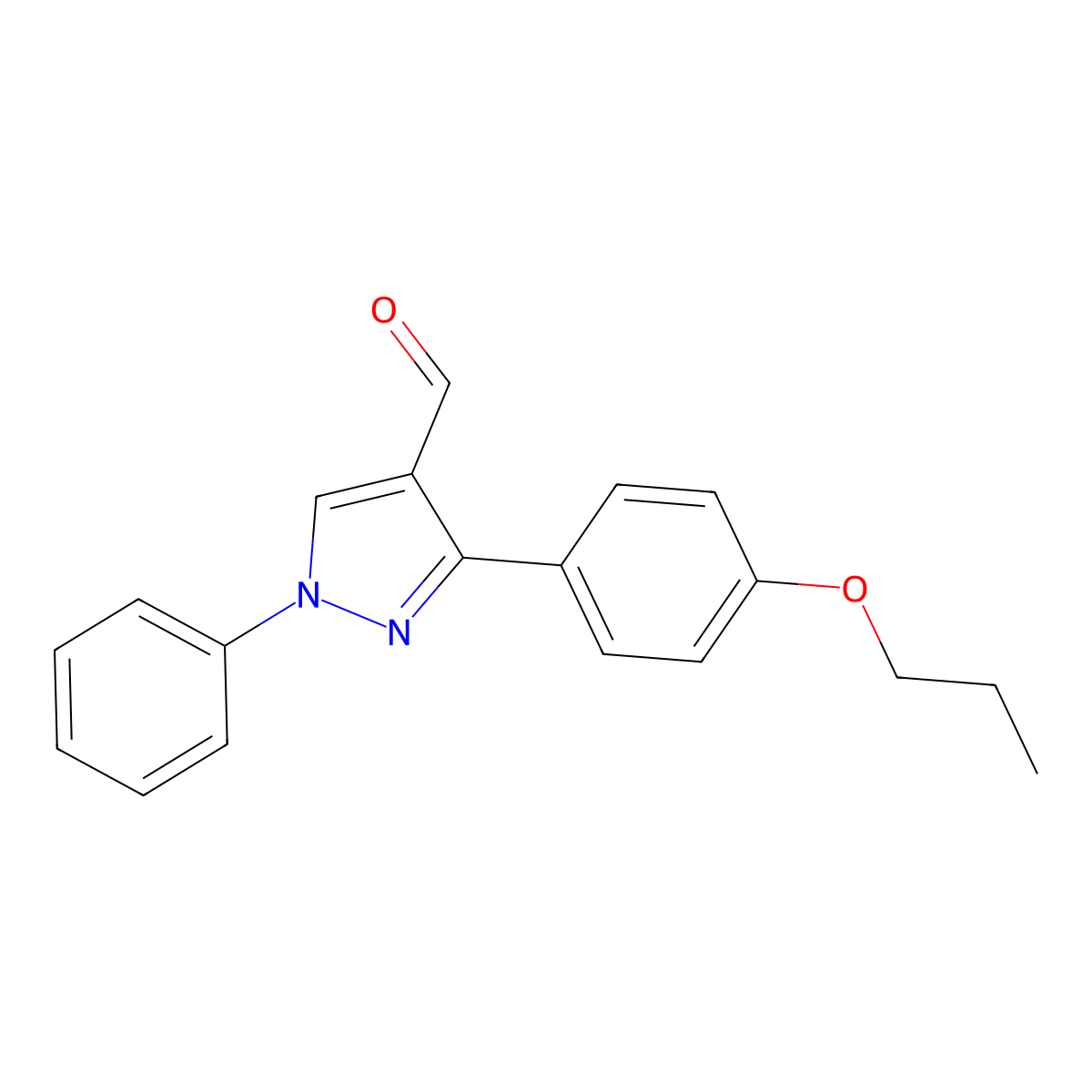 1-phenyl-3-(4-propoxyphenyl)-1H-pyrazole-4-carbaldehyde molecular structure, CAS 431920-75-1