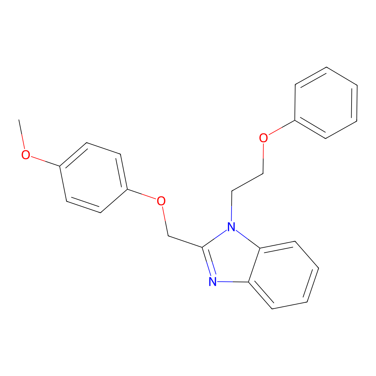 2-((4-methoxyphenoxy)methyl)-1-(2-phenoxyethyl)-1H-benzo[d]imidazole molecular structure, CAS 431920-81-9