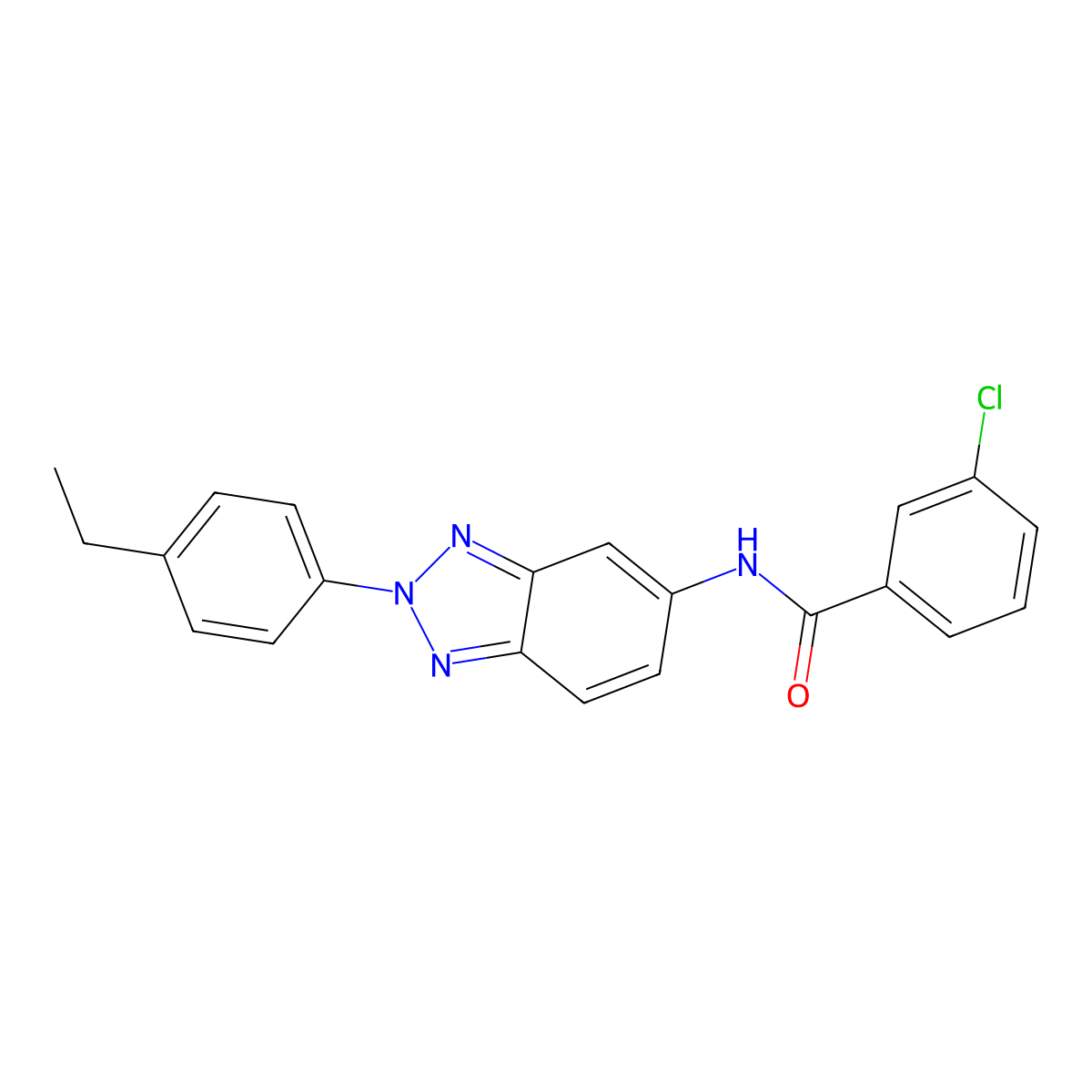 3-chloro-N-[2-(4-ethylphenyl)benzotriazol-5-yl]benzamide molecular structure, CAS 431920-85-3