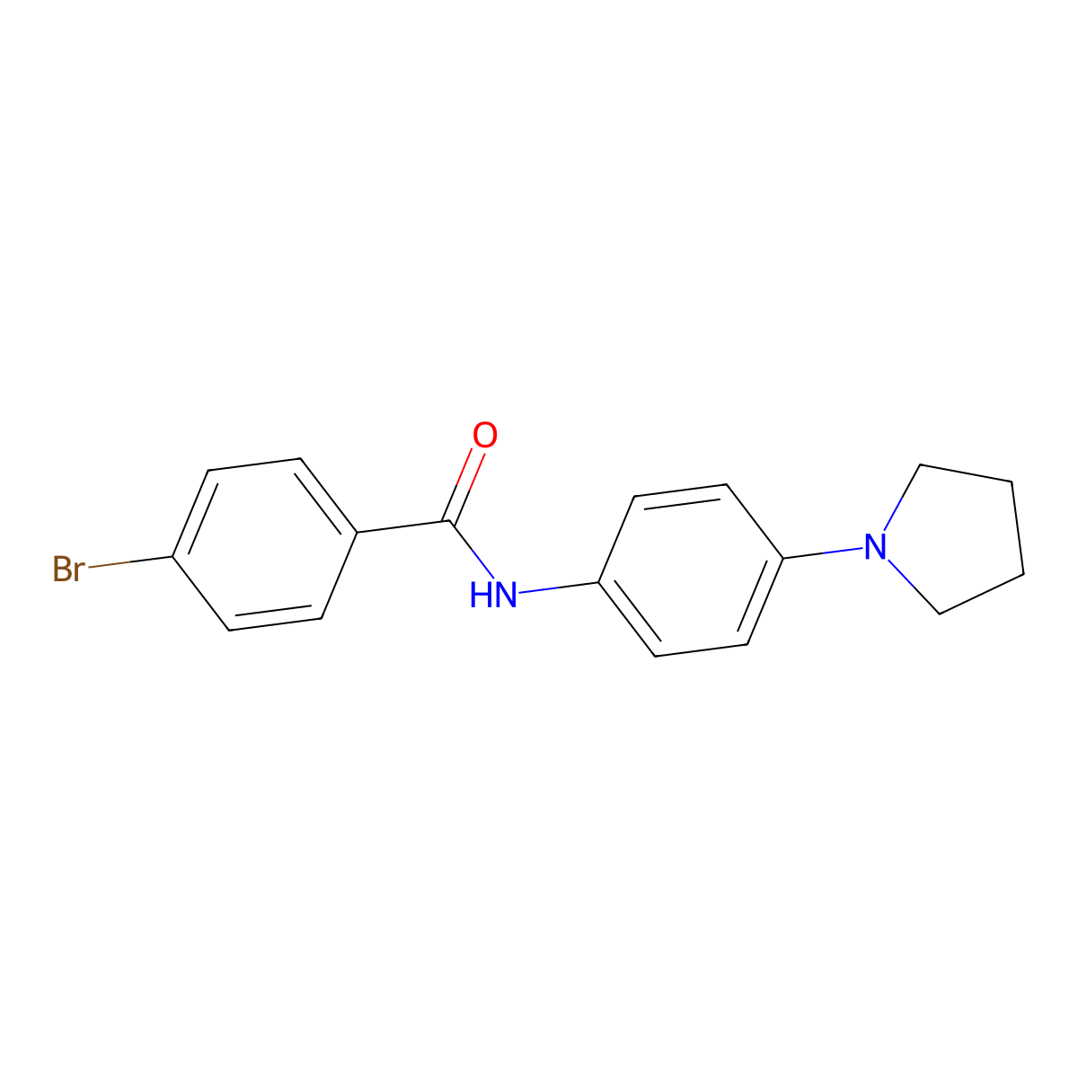 4-bromo-N-(4-pyrrolidin-1-ylphenyl)benzamide molecular structure, CAS 431921-38-9
