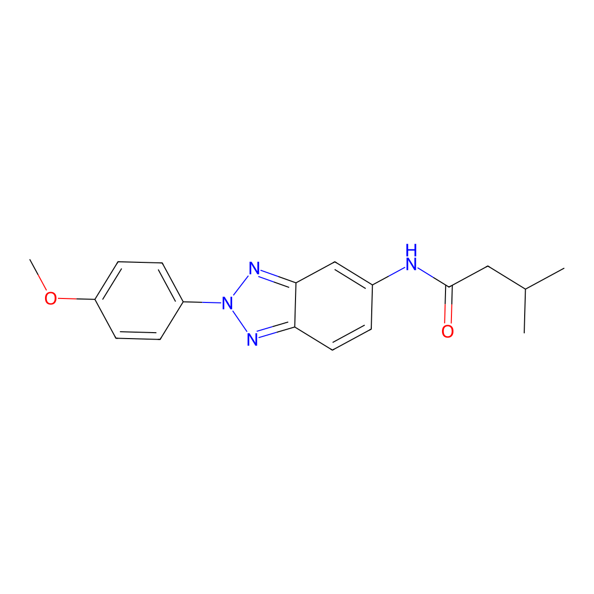 N-[2-(4-methoxyphenyl)benzotriazol-5-yl]-3-methylbutanamide molecular structure, CAS 431921-69-6