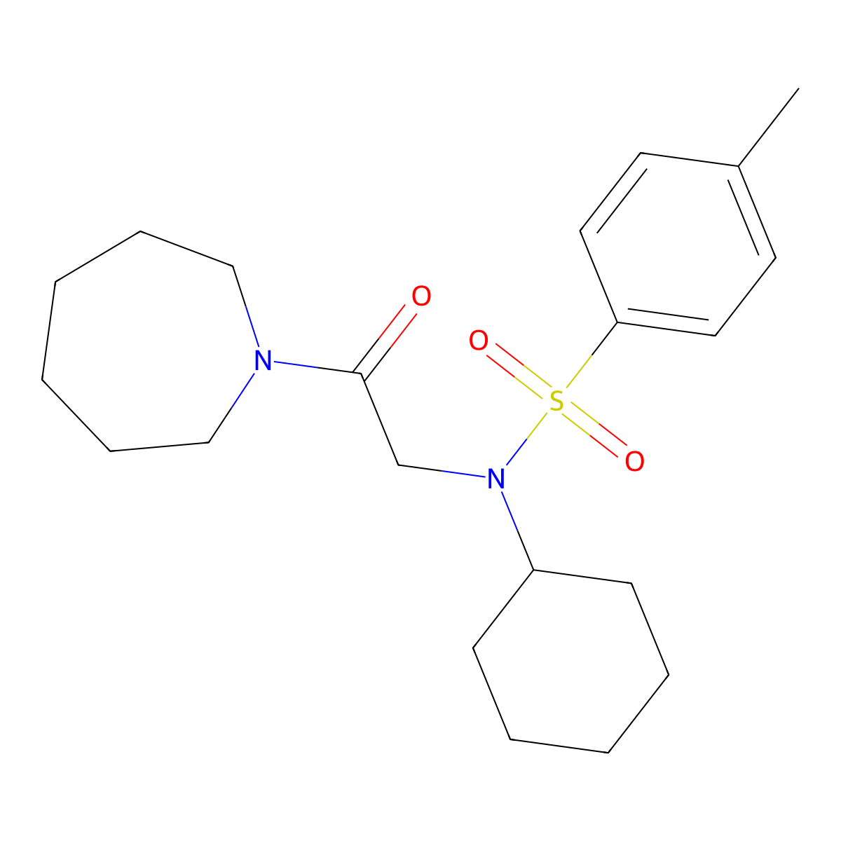 N-[2-(azepan-1-yl)-2-oxoethyl]-N-cyclohexyl-4-methylbenzenesulfonamide molecular structure, CAS 431921-91-4