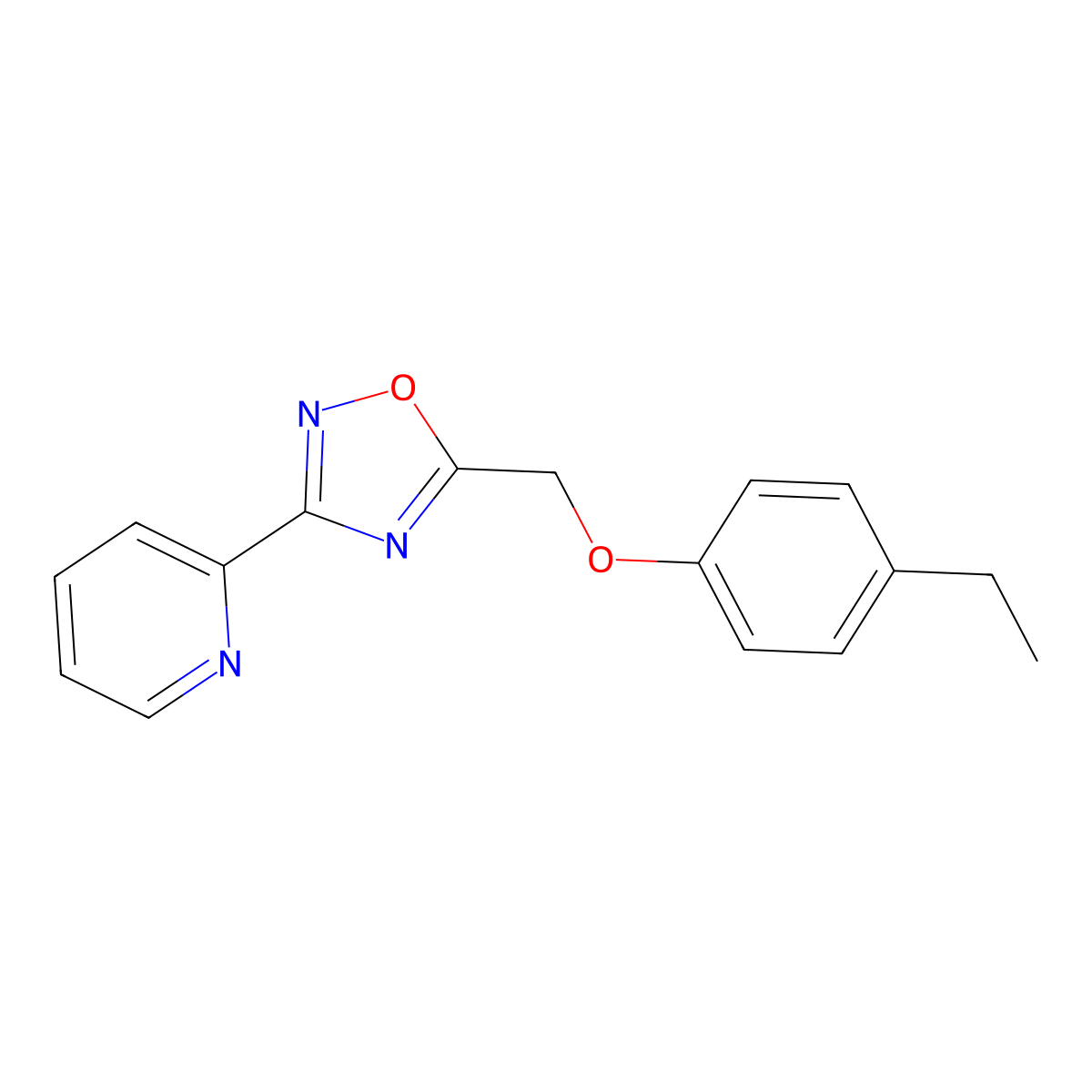 2-{5-[(4-Ethylphenoxy)methyl]-1,2,4-oxadiazol-3-yl}pyridine molecular structure, CAS 431921-96-9