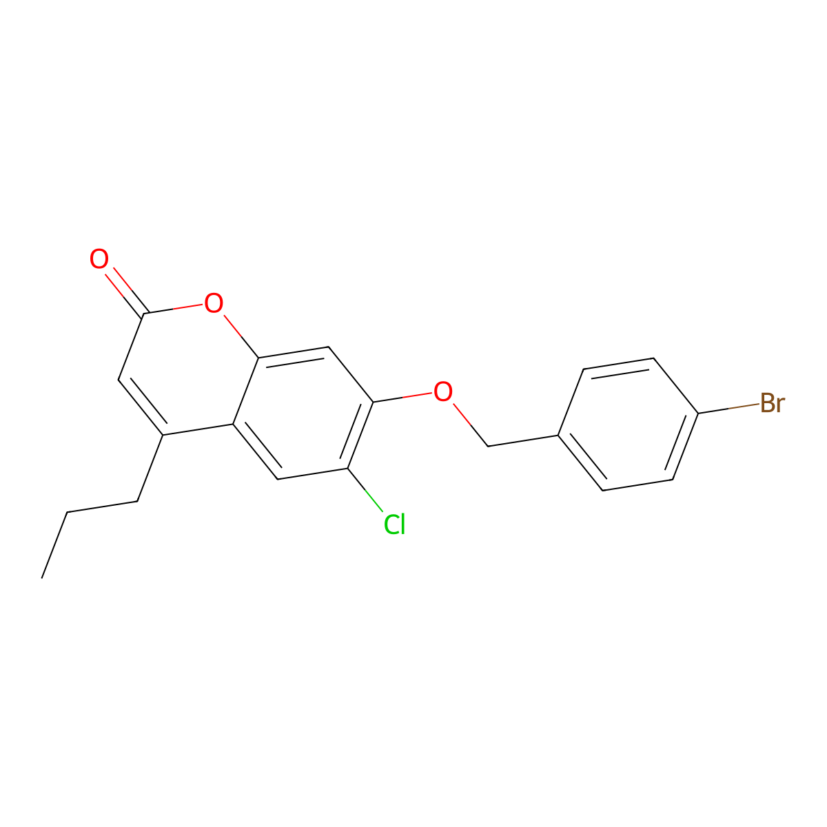 7-[(4-bromobenzyl)oxy]-6-chloro-4-propyl-2H-chromen-2-one molecular structure, CAS 431922-19-9