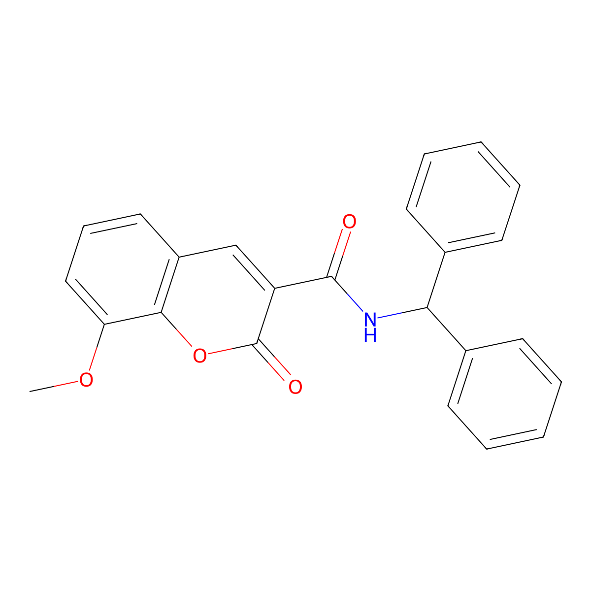 N-benzhydryl-8-methoxy-2-oxochromene-3-carboxamide molecular structure, CAS 431922-53-1