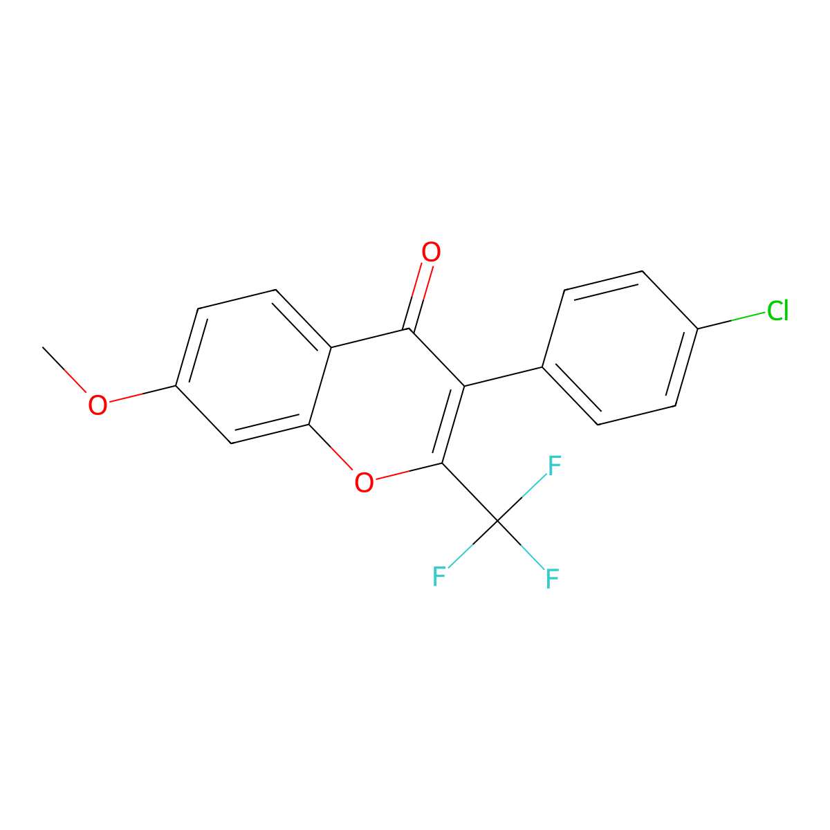 3-(4-chlorophenyl)-7-methoxy-2-(trifluoromethyl)-4H-chromen-4-one molecular structure, CAS 431922-96-2