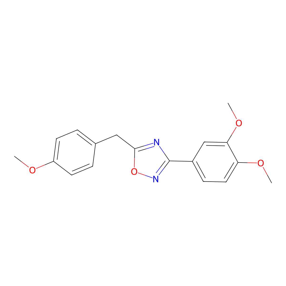 3-(3,4-Dimethoxyphenyl)-5-[(4-methoxyphenyl)methyl]-1,2,4-oxadiazole molecular structure, CAS 431923-00-1