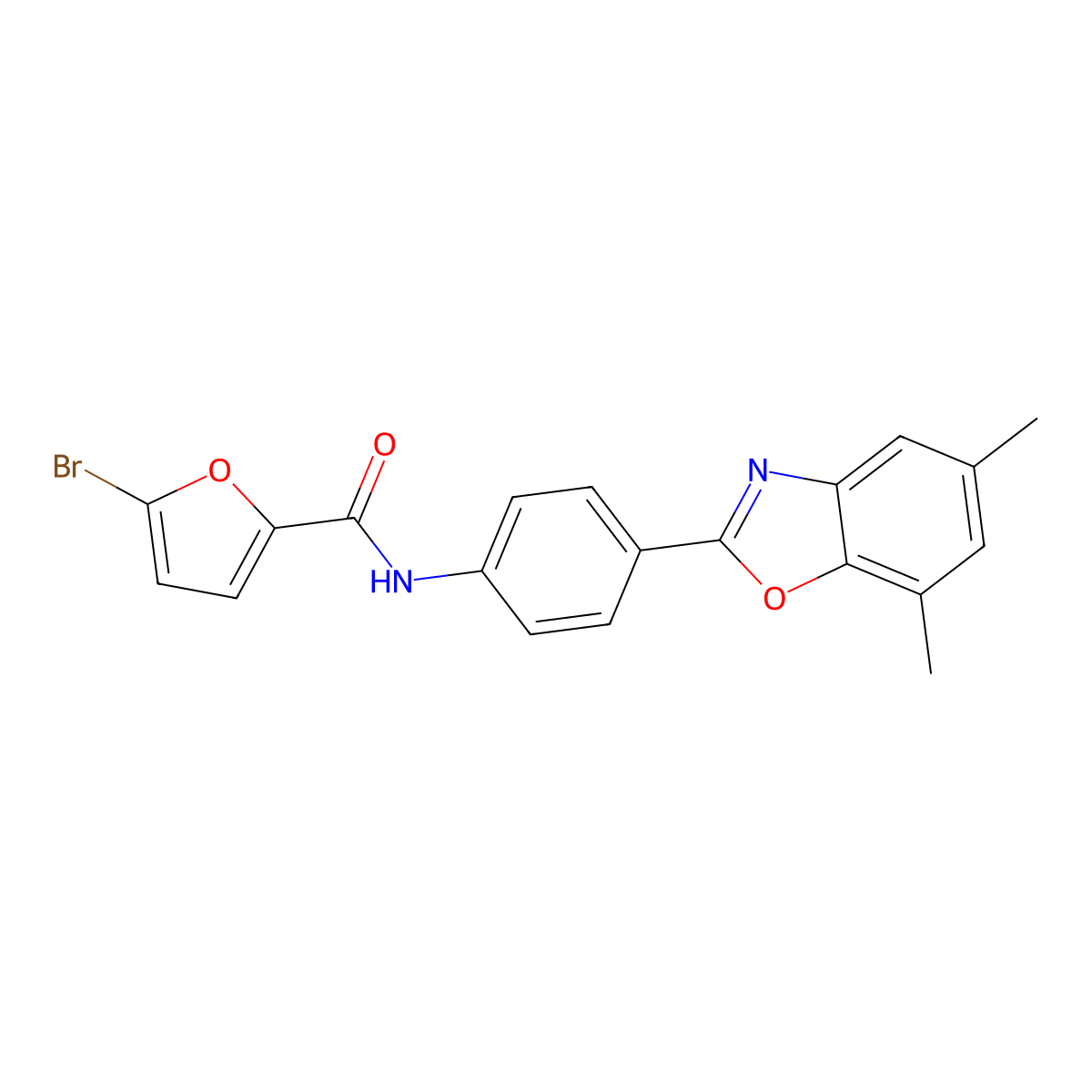 5-bromo-N-[4-(5,7-dimethyl-1,3-benzoxazol-2-yl)phenyl]furan-2-carboxamide molecular structure, CAS 431923-03-4