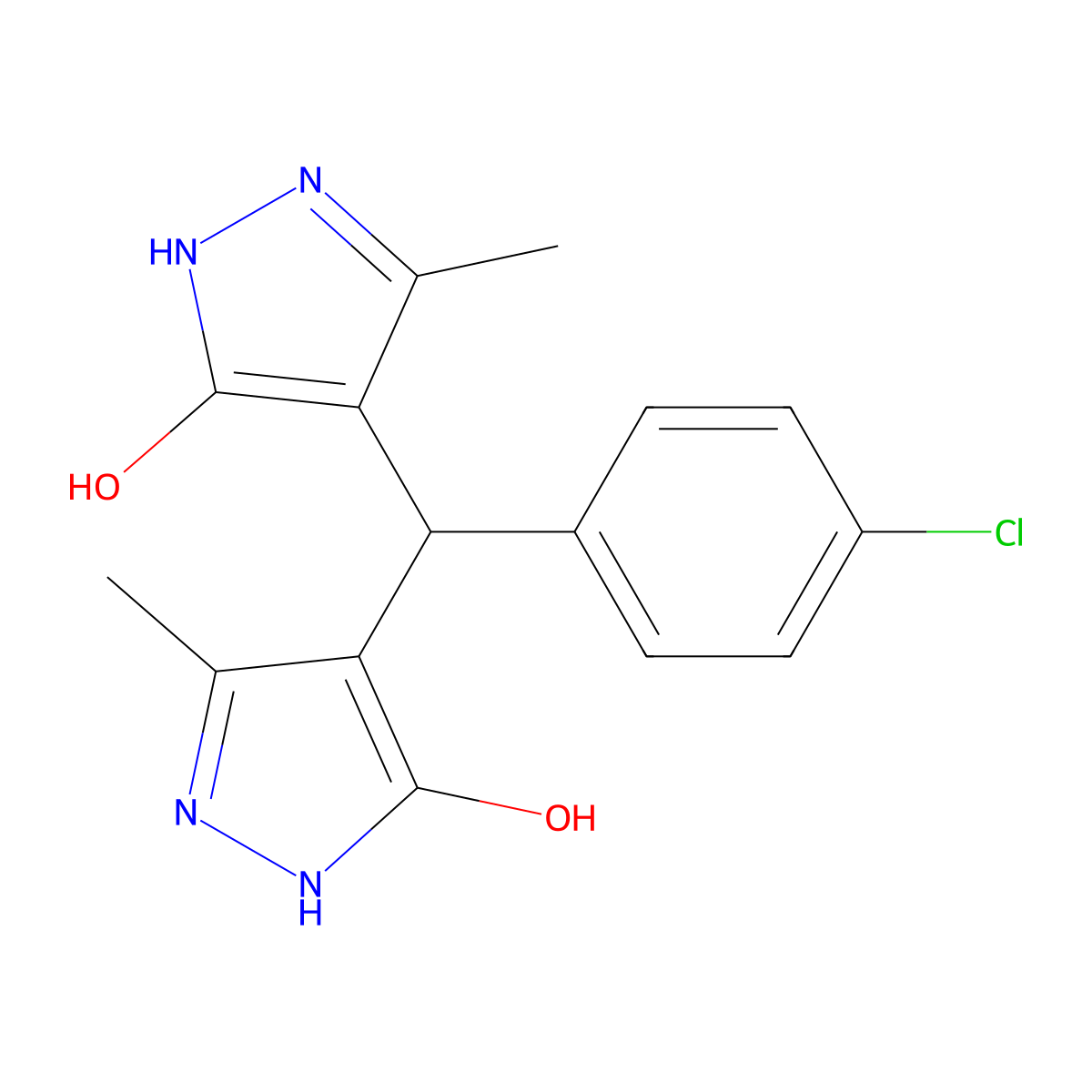 4-[(4-Chlorophenyl)-(3-methyl-5-oxo-1,2-dihydropyrazol-4-yl)methyl]-5-methyl-1,2-dihydropyrazol-3-one molecular structure, CAS 431923-12-5