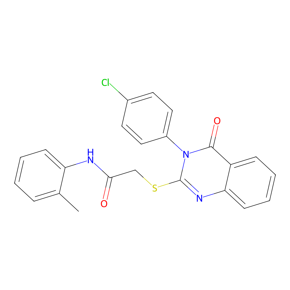 2-{[3-(4-chlorophenyl)-4-oxo-3,4-dihydroquinazolin-2-yl]sulfanyl}-N-(2-methylphenyl)acetamide molecular structure, CAS 431923-16-9