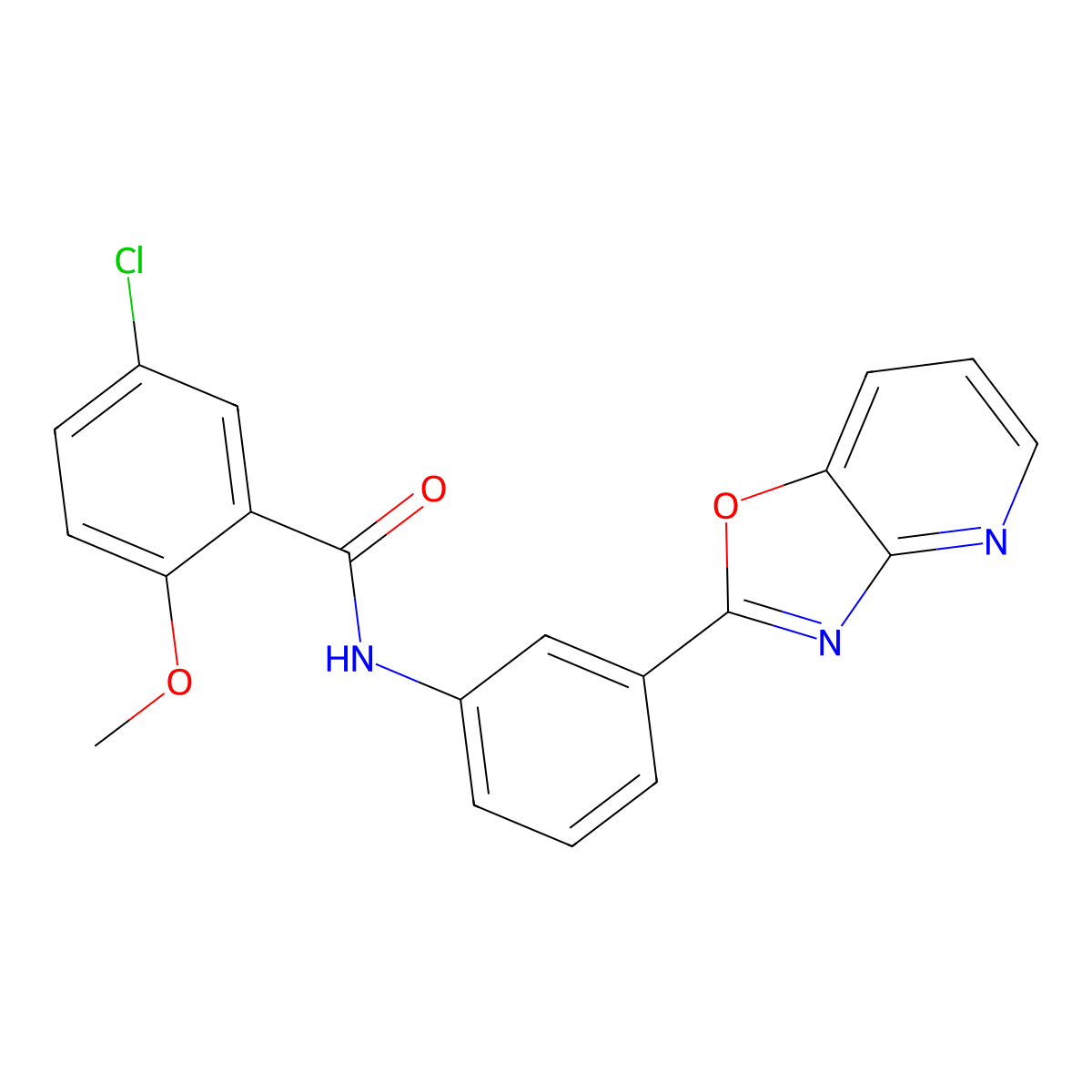 5-chloro-2-methoxy-N-[3-([1,3]oxazolo[4,5-b]pyridin-2-yl)phenyl]benzamide molecular structure, CAS 431923-17-0