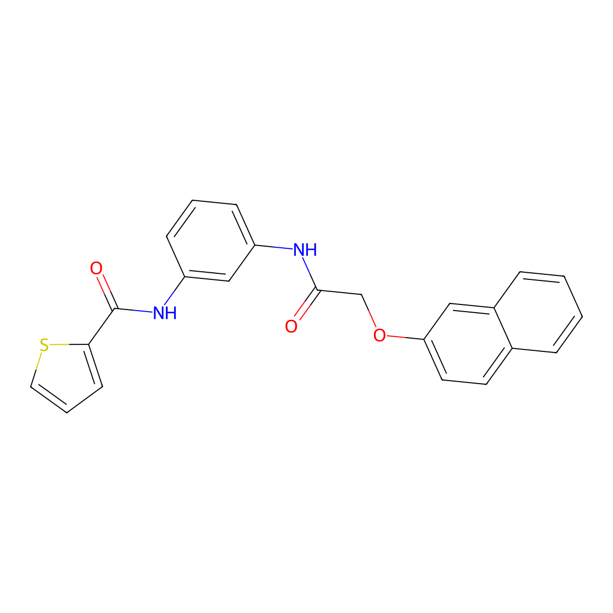 N-(3-{[(naphthalen-2-yloxy)acetyl]amino}phenyl)thiophene-2-carboxamide molecular structure, CAS 431923-32-9