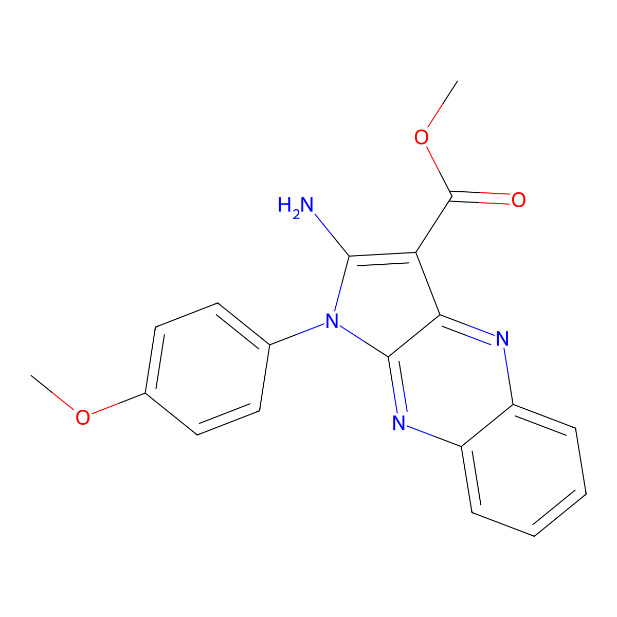 methyl 2-amino-1-(4-methoxyphenyl)-1H-pyrrolo[2,3-b]quinoxaline-3-carboxylate molecular structure, CAS 431923-38-5