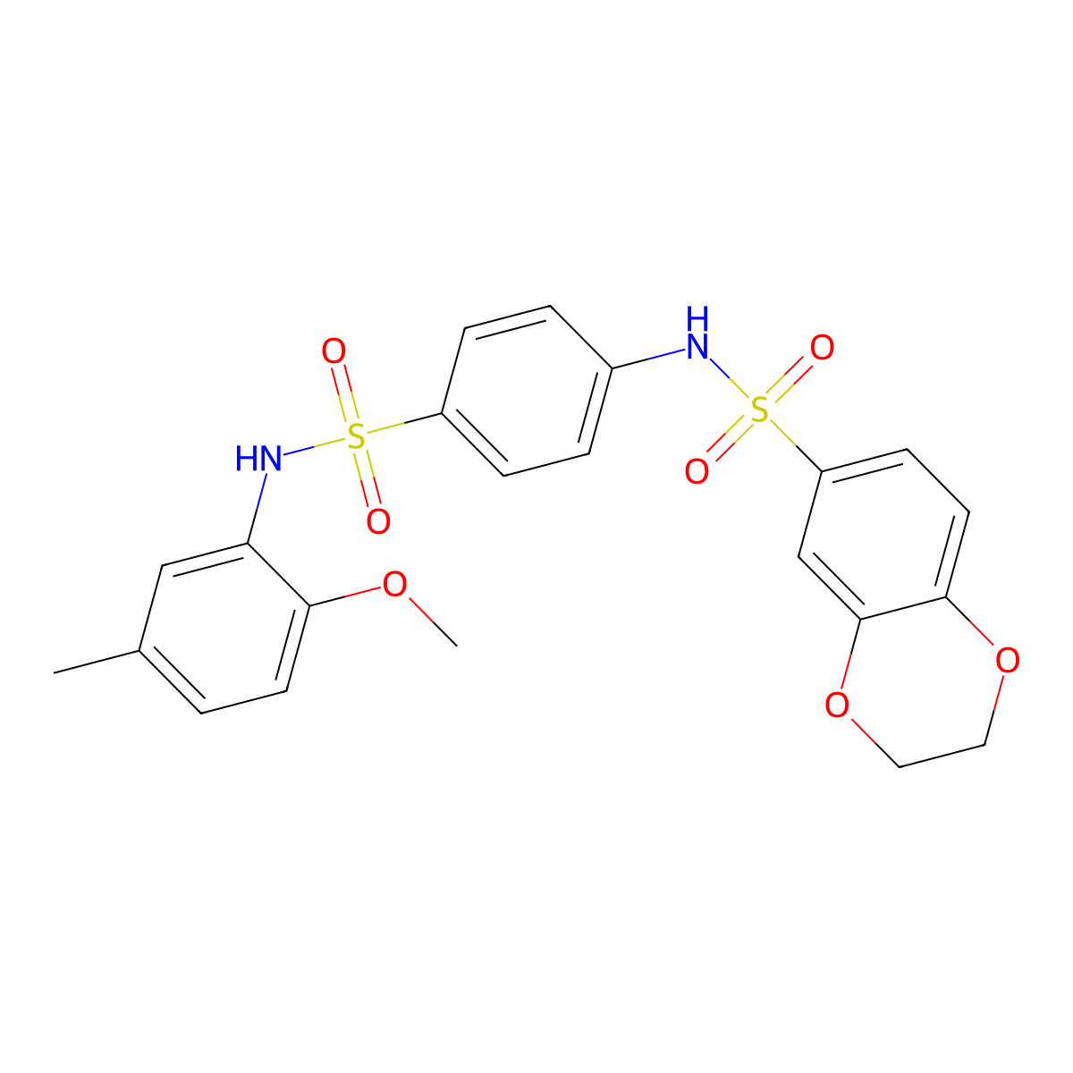 N-{4-[(2-methoxy-5-methylphenyl)sulfamoyl]phenyl}-2,3-dihydro-1,4-benzodioxine-6-sulfonamide molecular structure, CAS 431923-50-1
