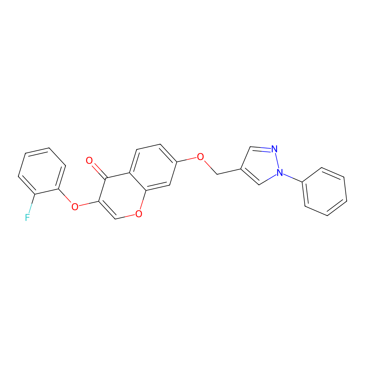 3-(2-fluorophenoxy)-7-[(1-phenyl-1H-pyrazol-4-yl)methoxy]-4H-chromen-4-one molecular structure, CAS 431923-51-2