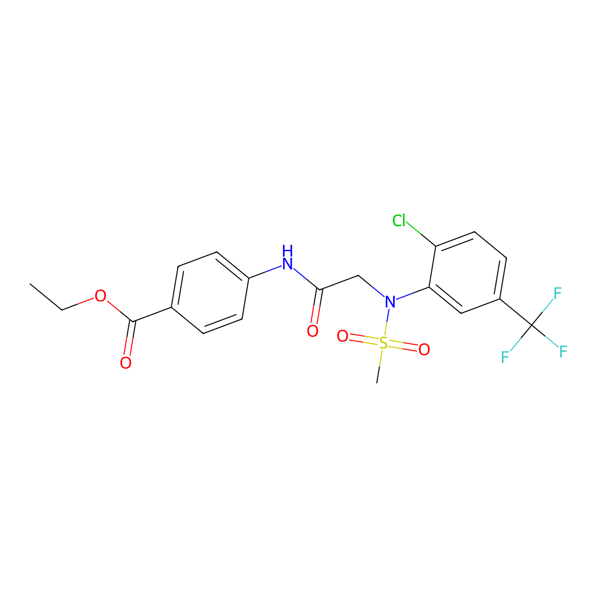Ethyl 4-({[2-chloro(methylsulfonyl)-5-(trifluoromethyl)anilino]acetyl}amino)benzoate molecular structure, CAS 431923-61-4