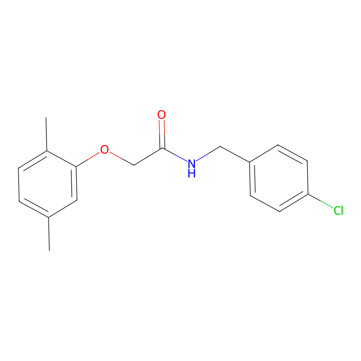 N-(4-chlorobenzyl)-2-(2,5-dimethylphenoxy)acetamide molecular structure, CAS 431923-68-1