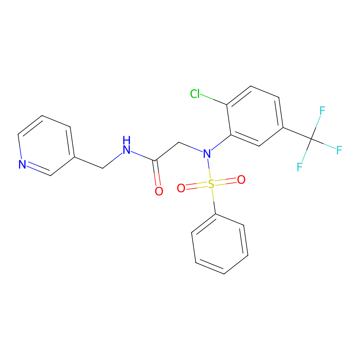 2-[N-(benzenesulfonyl)-2-chloro-5-(trifluoromethyl)anilino]-N-(pyridin-3-ylmethyl)acetamide molecular structure, CAS 431923-71-6