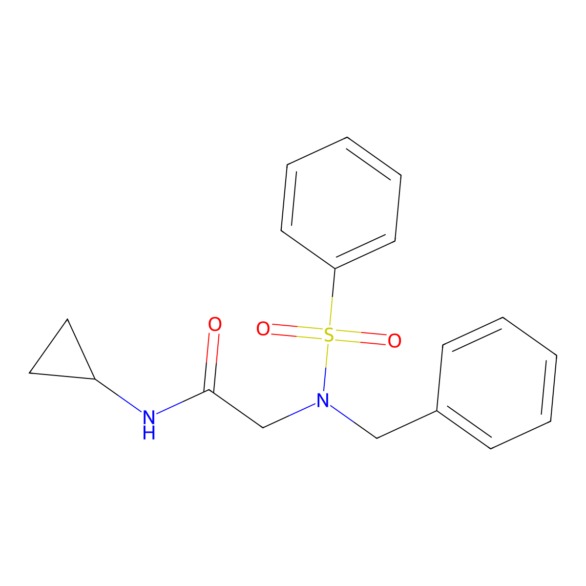 2-[benzenesulfonyl(benzyl)amino]-N-cyclopropylacetamide molecular structure, CAS 431923-80-7