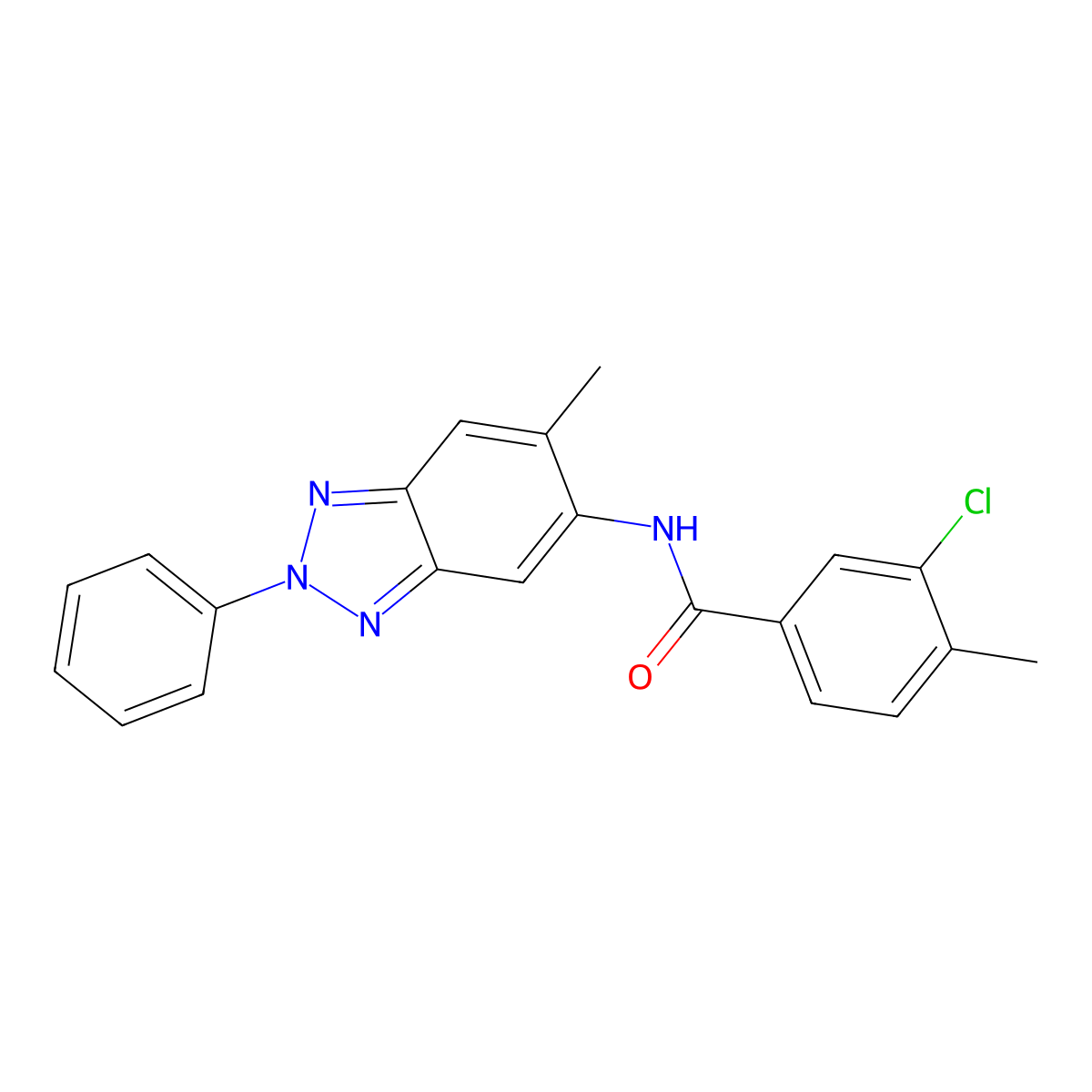 3-chloro-4-methyl-N-(6-methyl-2-phenylbenzotriazol-5-yl)benzamide molecular structure, CAS 431924-46-8