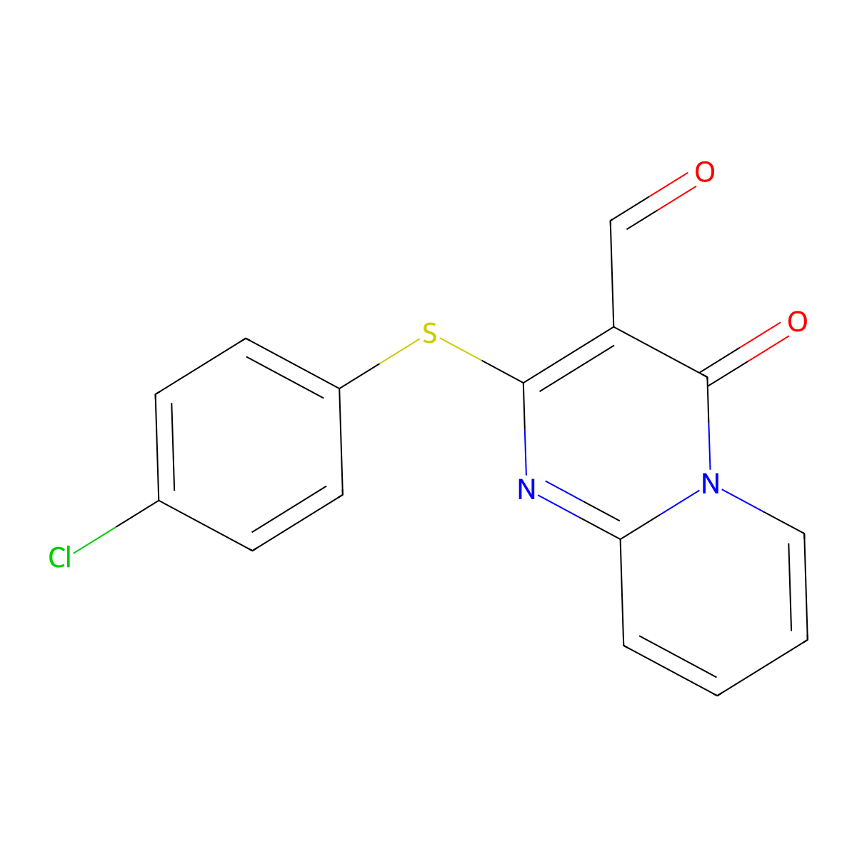 2-(4-Chloro-phenylsulfanyl)-4-oxo-4H-pyrido[1,2-a]pyrimidine-3-carbaldehyde molecular structure, CAS 431924-79-7
