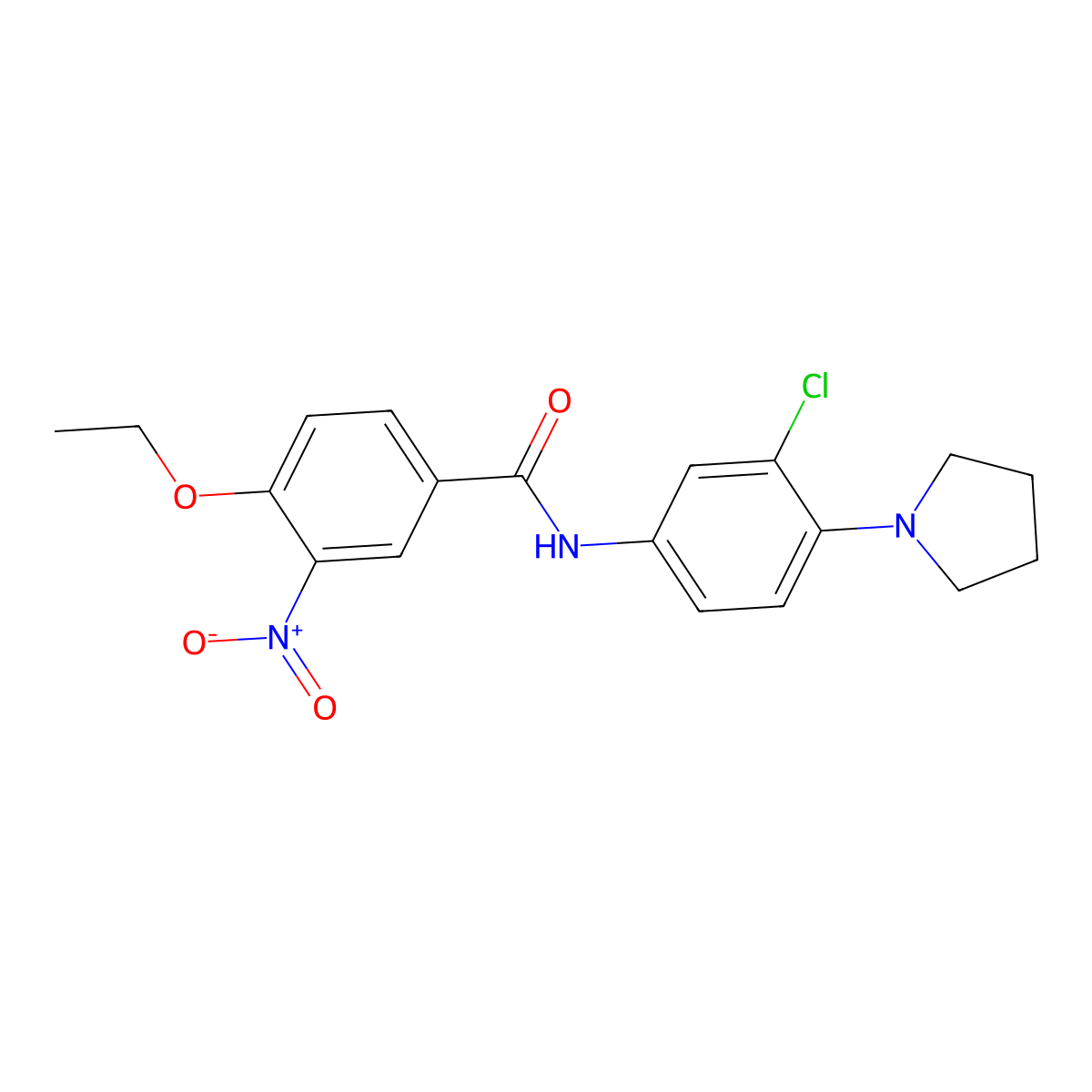 N-(3-chloro-4-pyrrolidin-1-ylphenyl)-4-ethoxy-3-nitrobenzamide molecular structure, CAS 431924-95-7