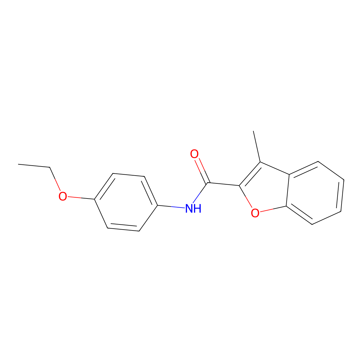 N-(4-ethoxyphenyl)-3-methyl-1-benzofuran-2-carboxamide molecular structure, CAS 431925-16-5