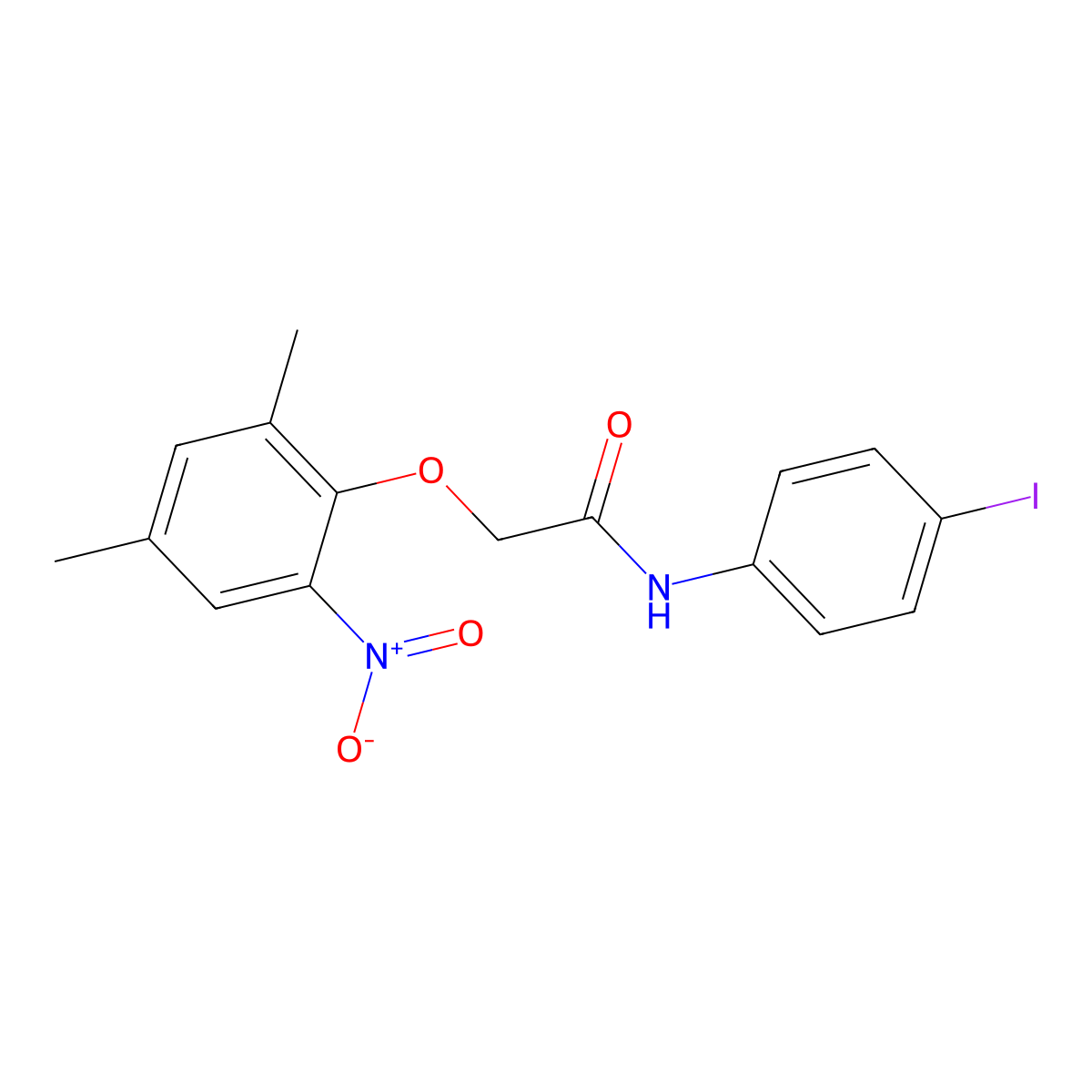 2-(2,4-dimethyl-6-nitrophenoxy)-N-(4-iodophenyl)acetamide molecular structure, CAS 431925-25-6