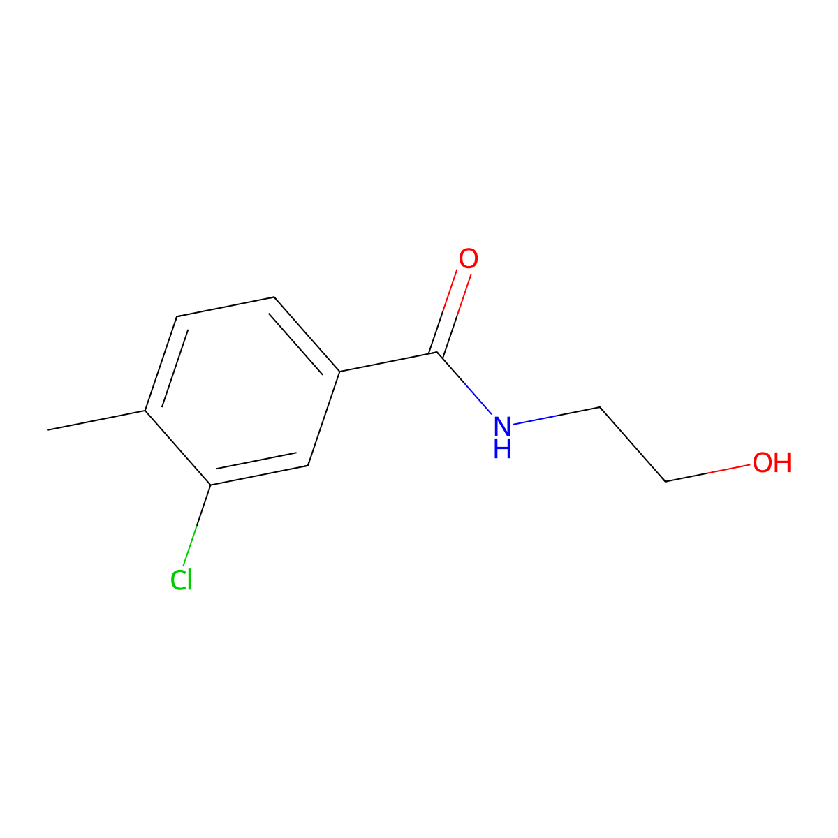3-chloro-N-(2-hydroxyethyl)-4-methylbenzamide molecular structure, CAS 431925-37-0