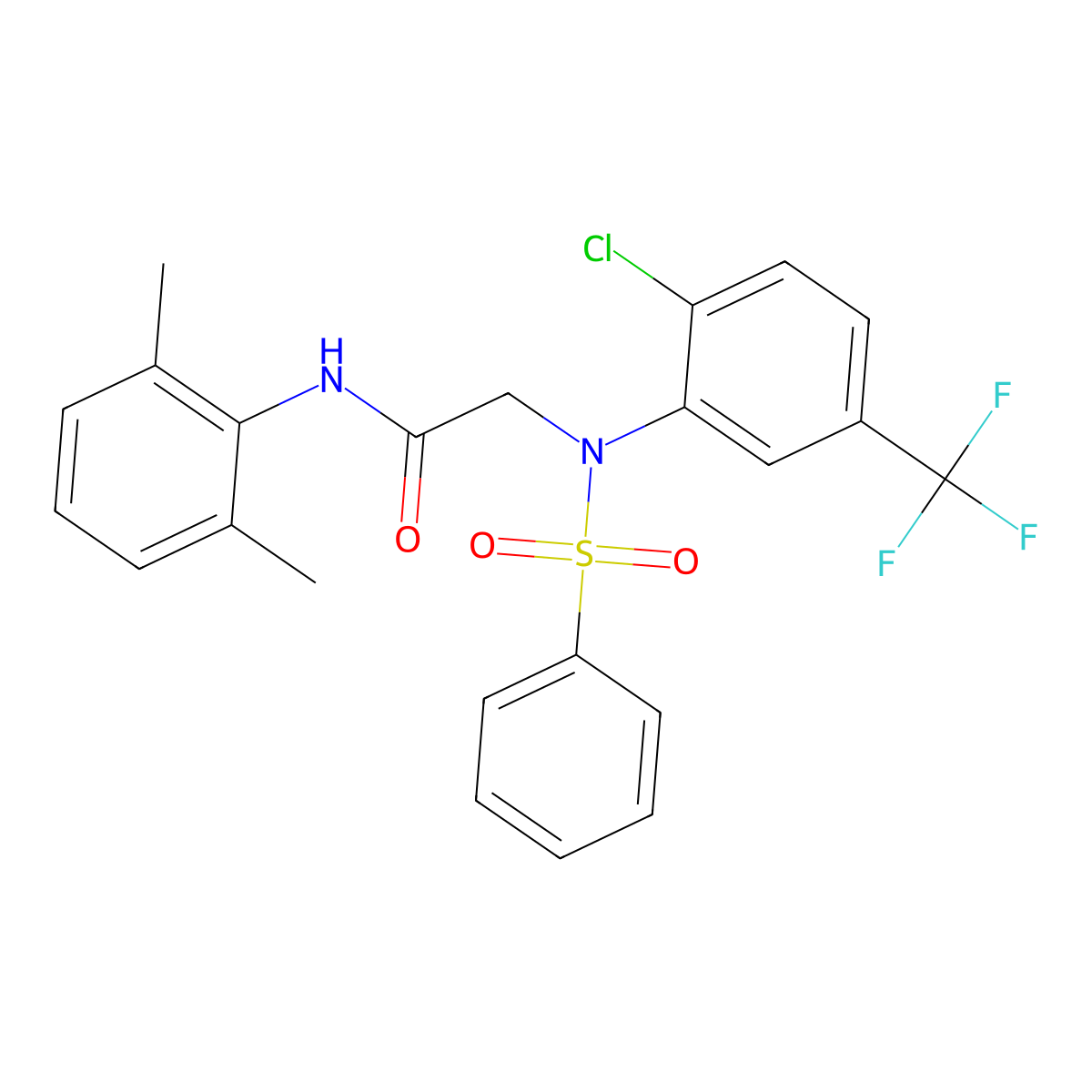 2-[N-(benzenesulfonyl)-2-chloro-5-(trifluoromethyl)anilino]-N-(2,6-dimethylphenyl)acetamide molecular structure, CAS 431925-38-1