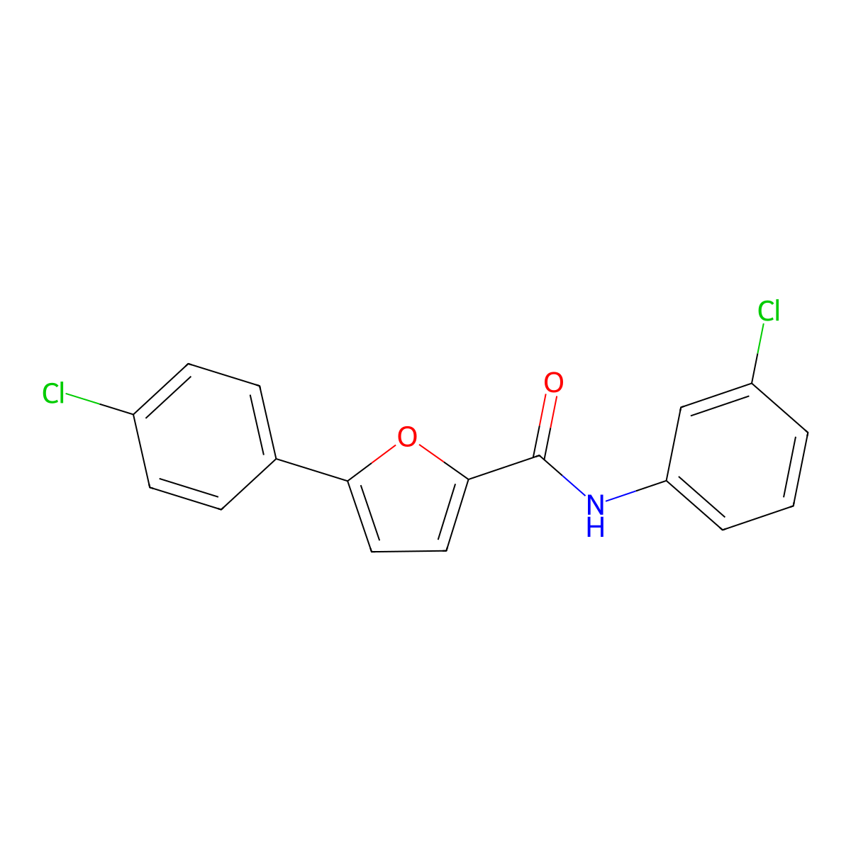 N-(3-chlorophenyl)-5-(4-chlorophenyl)furan-2-carboxamide molecular structure, CAS 431925-46-1
