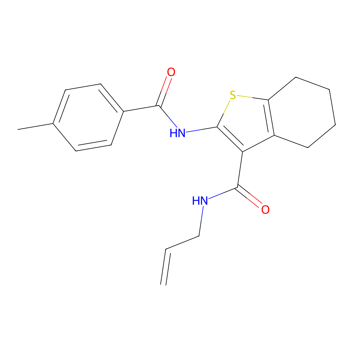 2-{[(4-methylphenyl)carbonyl]amino}-N-(prop-2-en-1-yl)-4,5,6,7-tetrahydro-1-benzothiophene-3-carboxamide molecular structure, CAS 431925-54-1