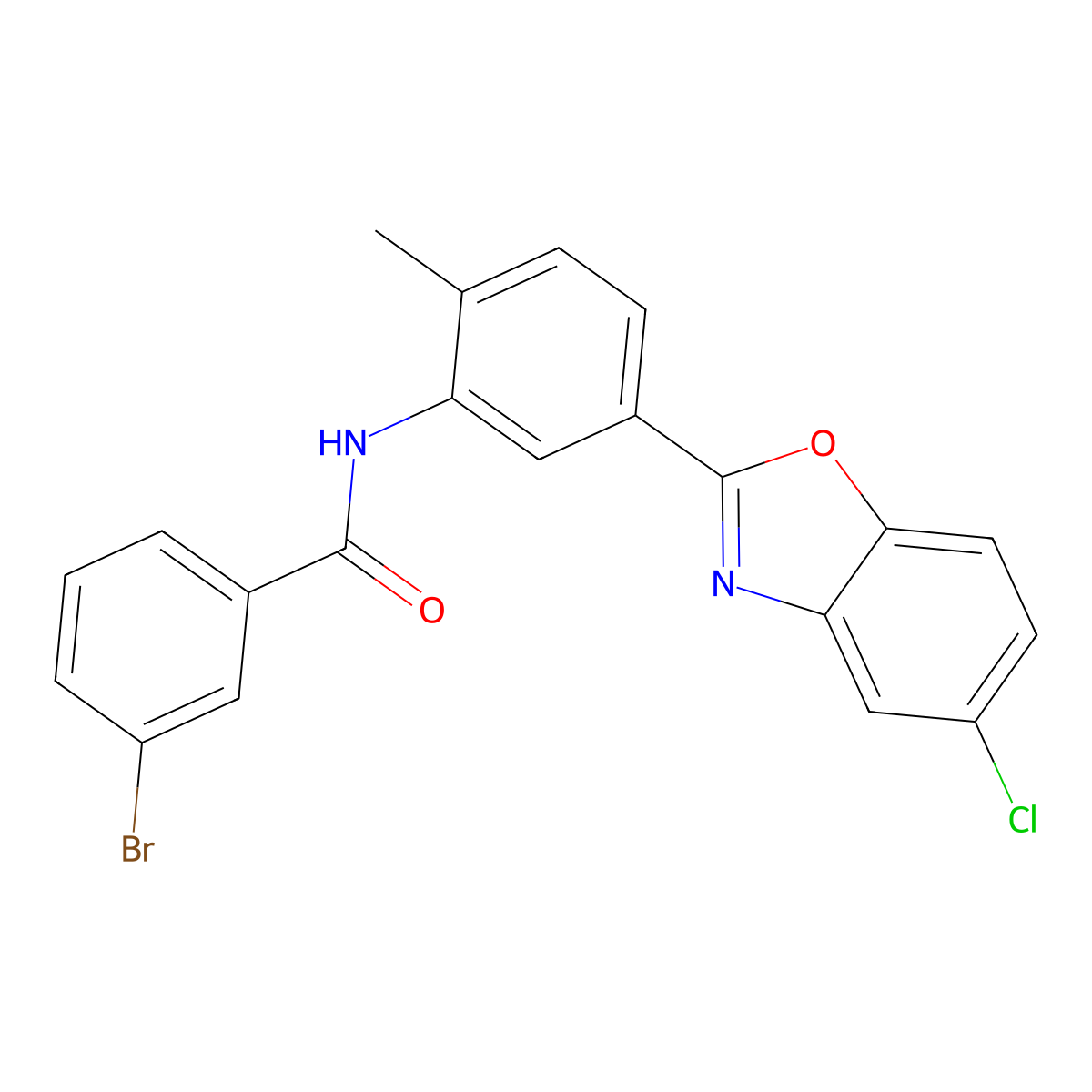 3-bromo-N-[5-(5-chloro-1,3-benzoxazol-2-yl)-2-methylphenyl]benzamide molecular structure, CAS 431925-89-2
