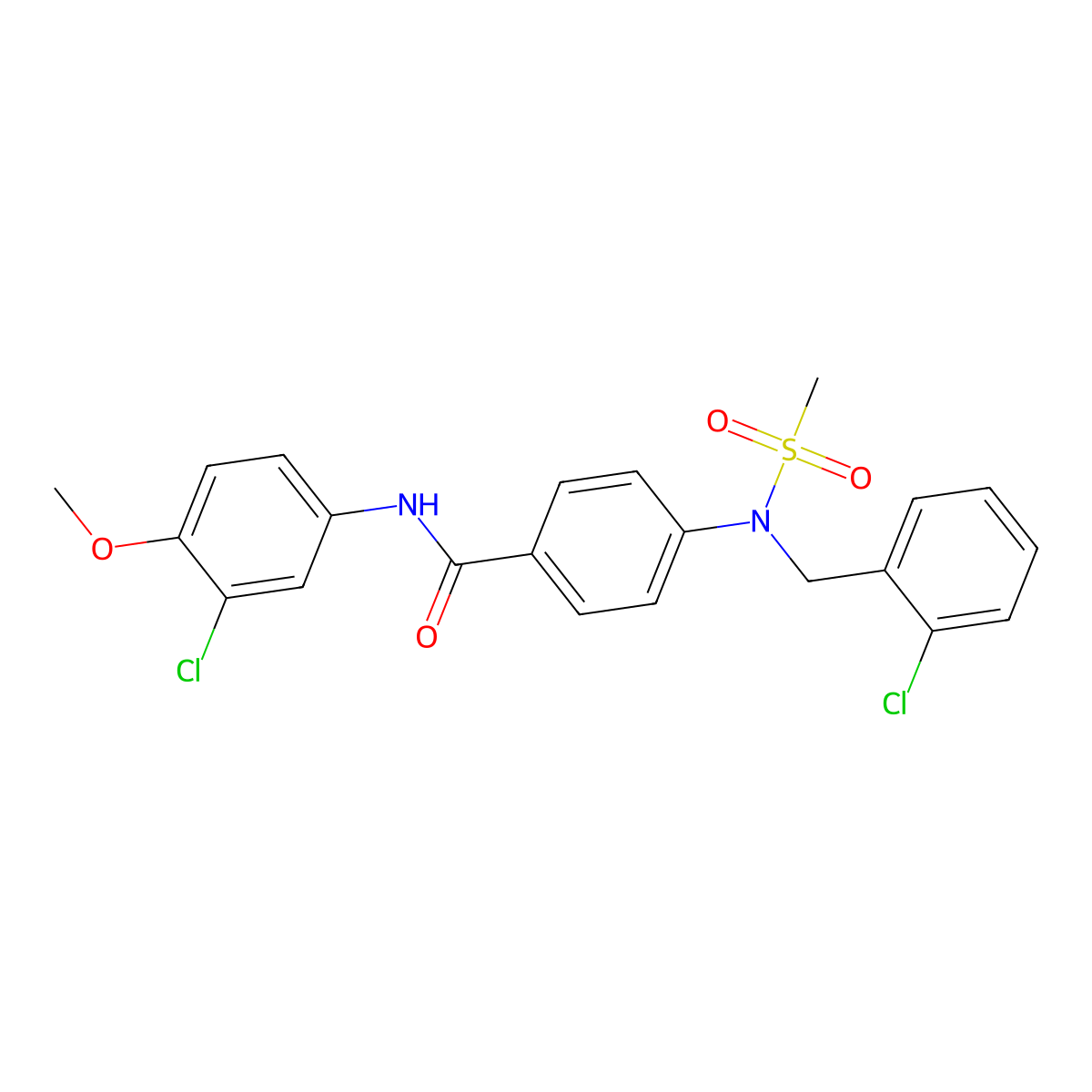 4-[(2-chlorobenzyl)(methylsulfonyl)amino]-N-(3-chloro-4-methoxyphenyl)benzamide molecular structure, CAS 431925-91-6