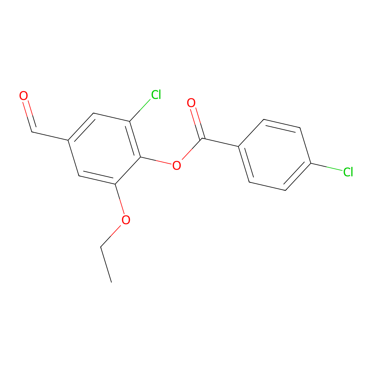 2-Chloro-6-ethoxy-4-formylphenyl 4-chlorobenzoate molecular structure, CAS 431926-22-6