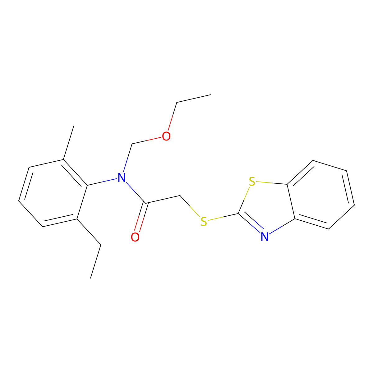 2-(1,3-benzothiazol-2-ylsulfanyl)-N-(ethoxymethyl)-N-(2-ethyl-6-methylphenyl)acetamide molecular structure, CAS 431926-24-8
