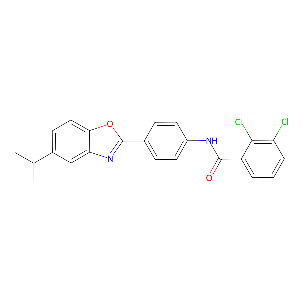 2,3-dichloro-N-[4-(5-propan-2-yl-1,3-benzoxazol-2-yl)phenyl]benzamide molecular structure, CAS 431926-30-6